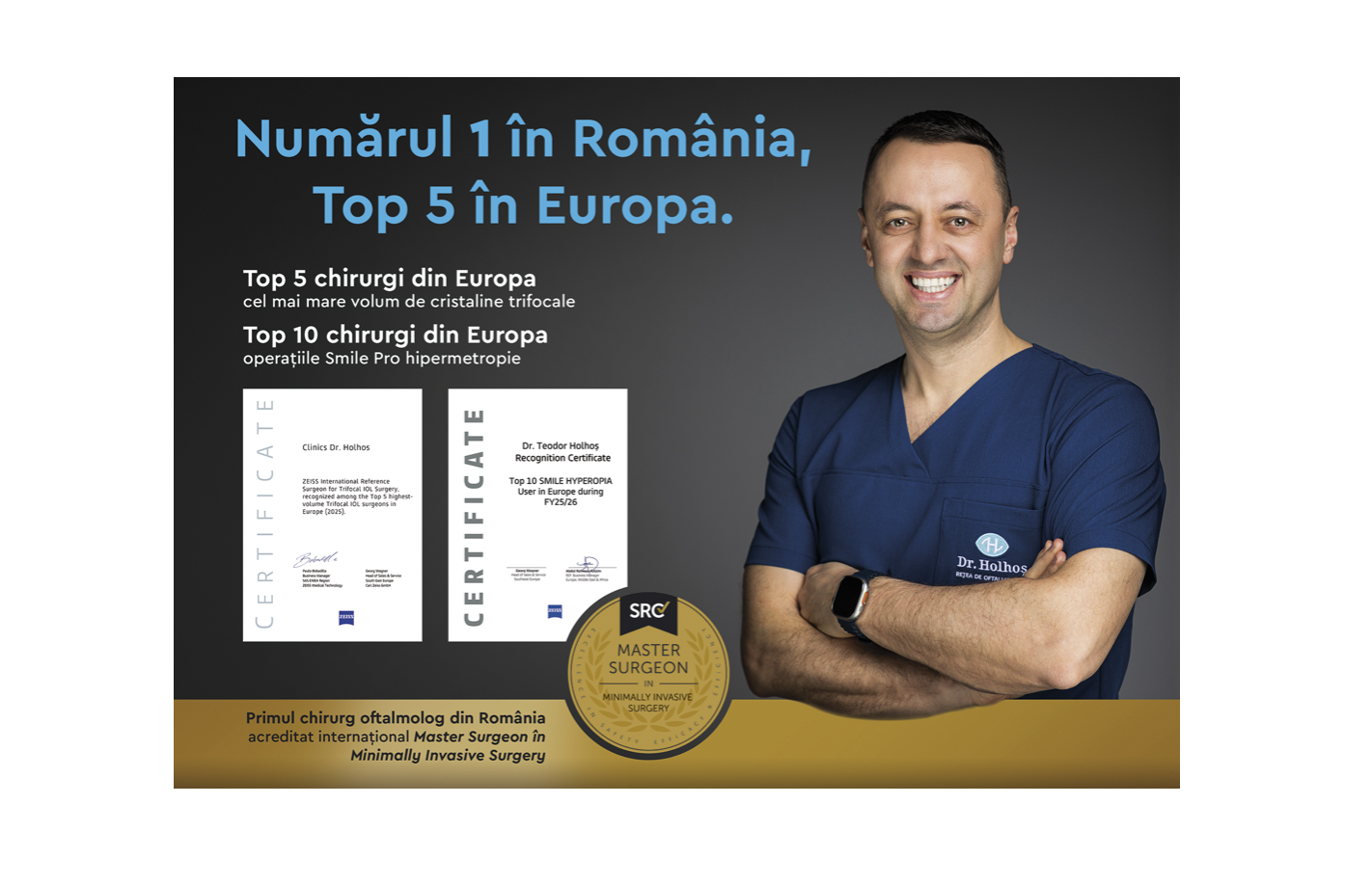 Dr. Teodor Holhoș a intrat în topul chirurgilor oftalmologi din Europa prin două distincții de prestigiu