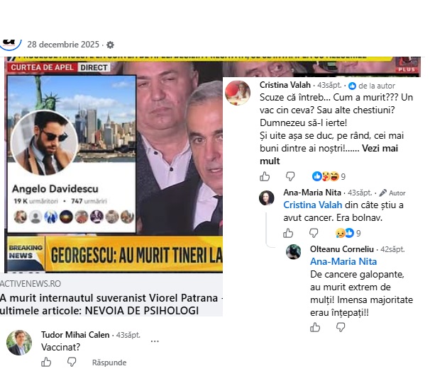 Campania de ură pe rețelele sociale: utilizatorii invocă „turbo-cancerul” la decesul unor persoane publice